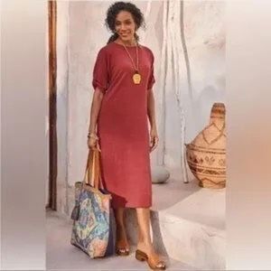 Soft Surroundings Midori Tandoori Midi Dress Sz XL Orange Spice